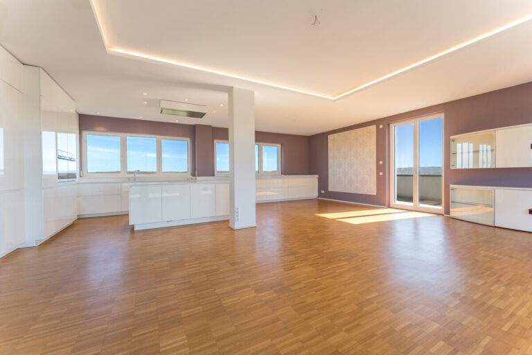 Wohnbereich mit offener Küche und Süd-West-Dachterrasse